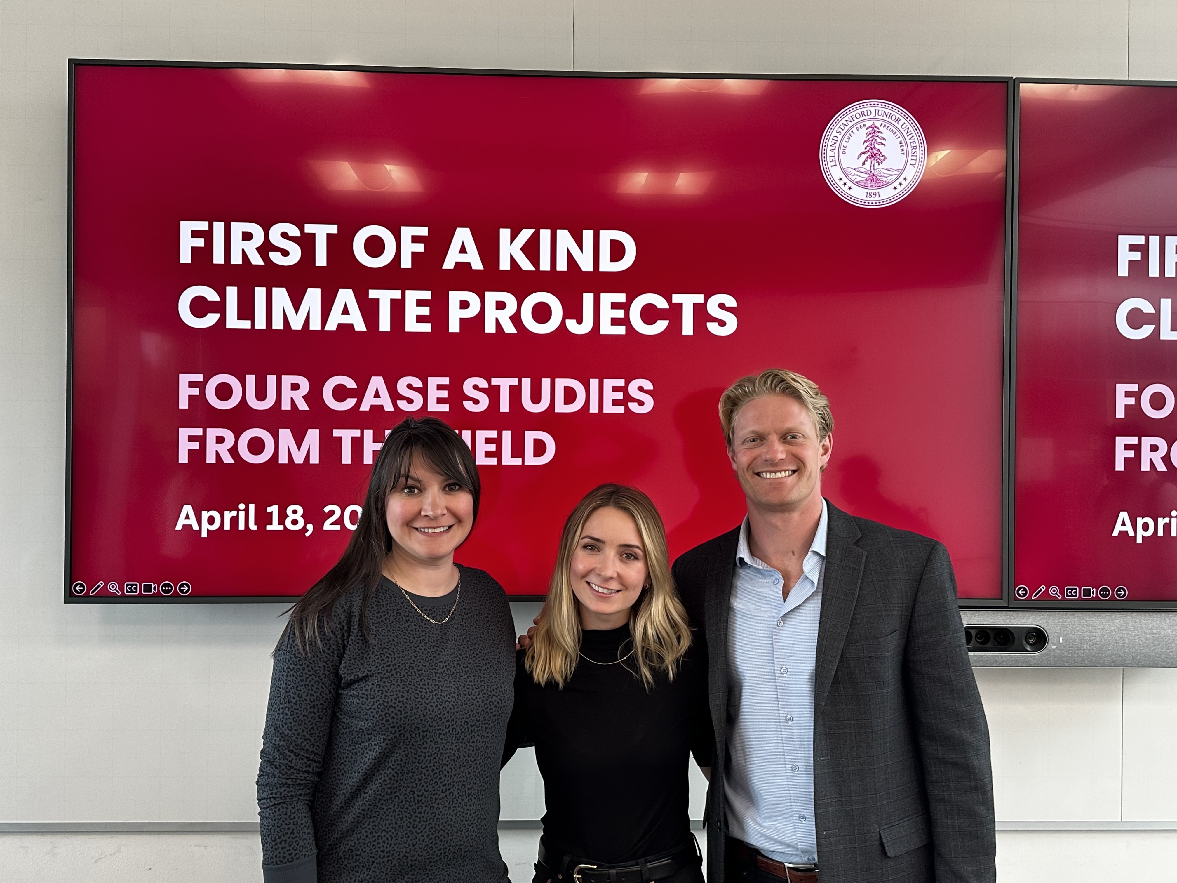 Stanford Climate Ventures research team presenting case studies on first of a kind climate projects