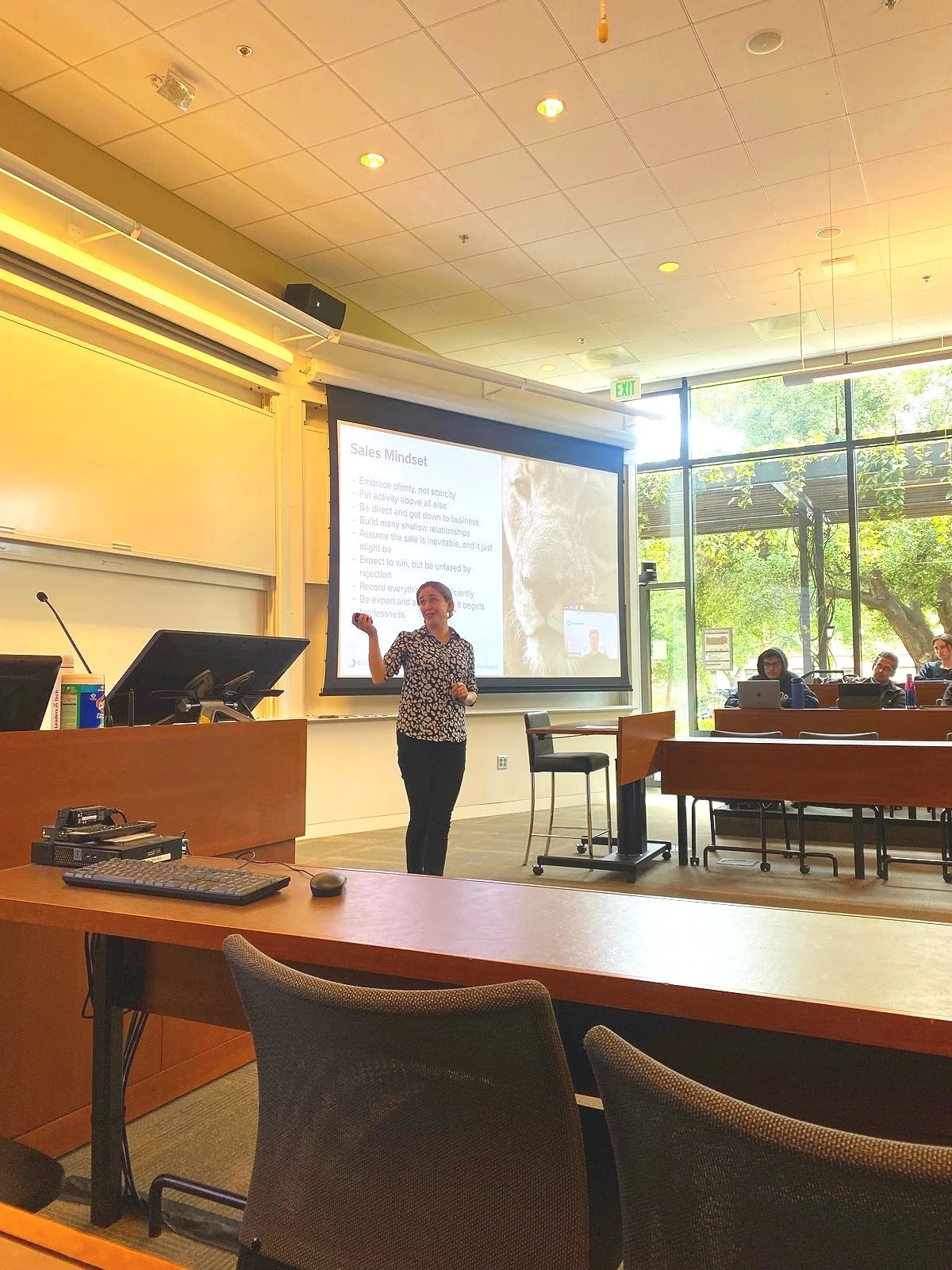 Guest speaker presenting in Stanford Climate Ventures class